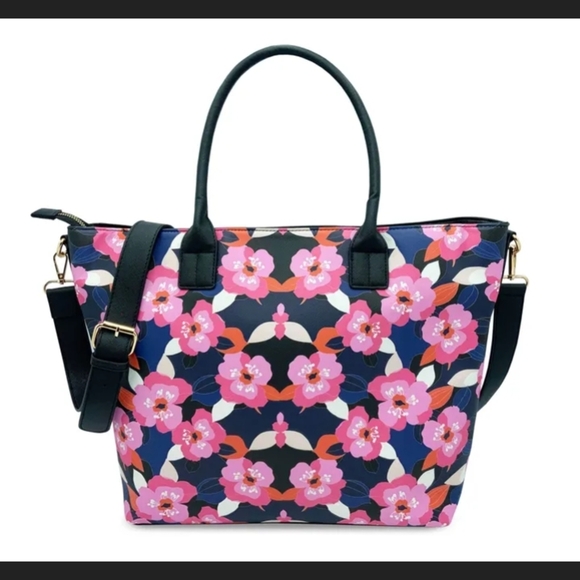 Trina Turk Floral Tote Bag - Pink and Navy - Picture 4 of 4